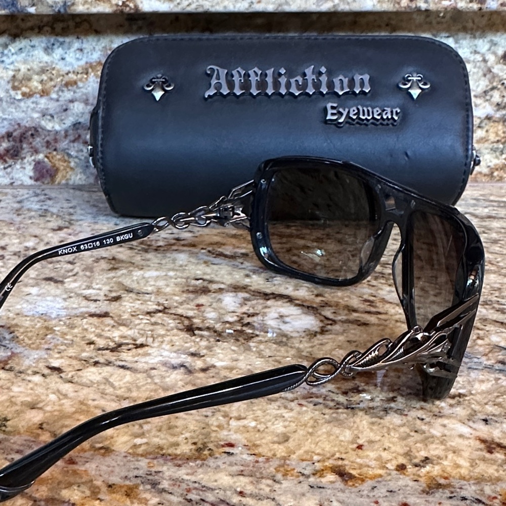 Affliction Eyewear KNOX Sunglasses - Black Gunmetal BKGU w/case - Picture 5 of 10